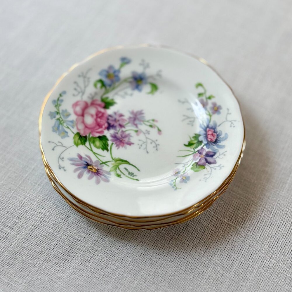 Vintage Crown Staffordshire England's Glory Bread & Butter Plates – Set of 4